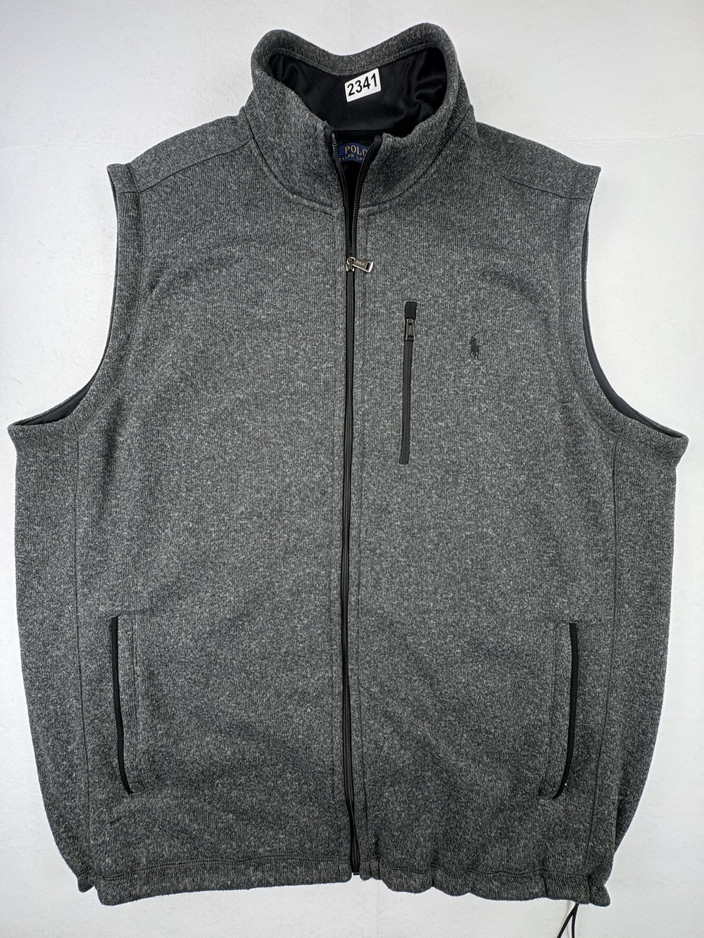 Polo Ralph Lauren Vest Mens 3XLT Gray Sweater Fleece Full Zip Pony Performance